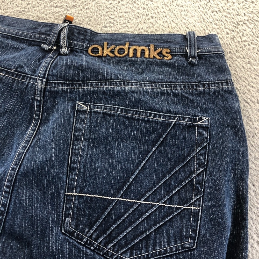 Akademiks Jeans Mens 40x34 Blue Baggy Y2K Distressed 90s Wide Leg Skater